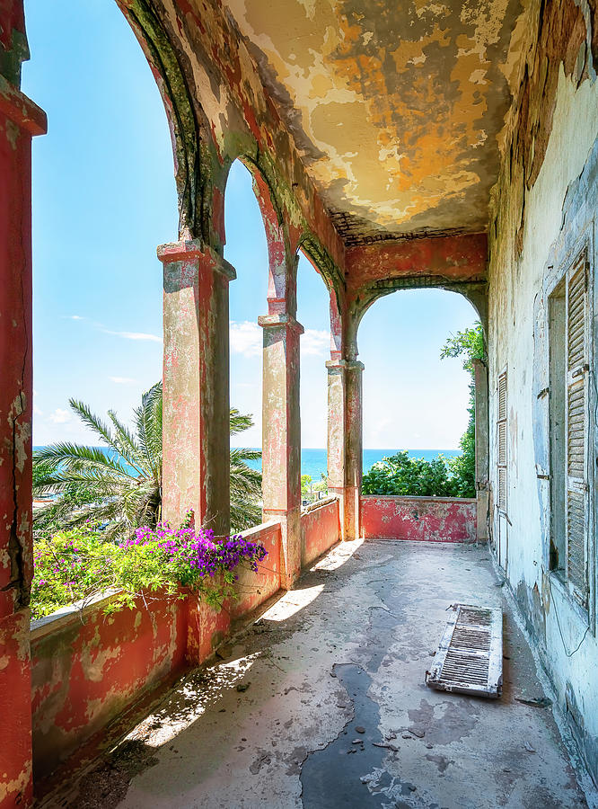 Architecture Photograph - Abandoned Balcony with Sea View by Roman Robroek