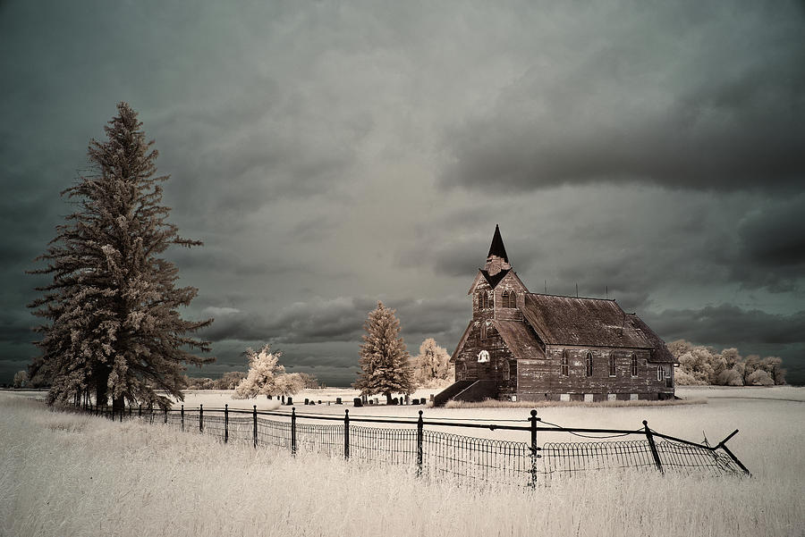 Abandoned Big Coulee Lutheran church in Ramsey County ND  Photograph by Peter Herman