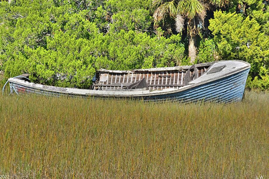 Abandoned Boat In The Marsh Photograph by Lisa Wooten
