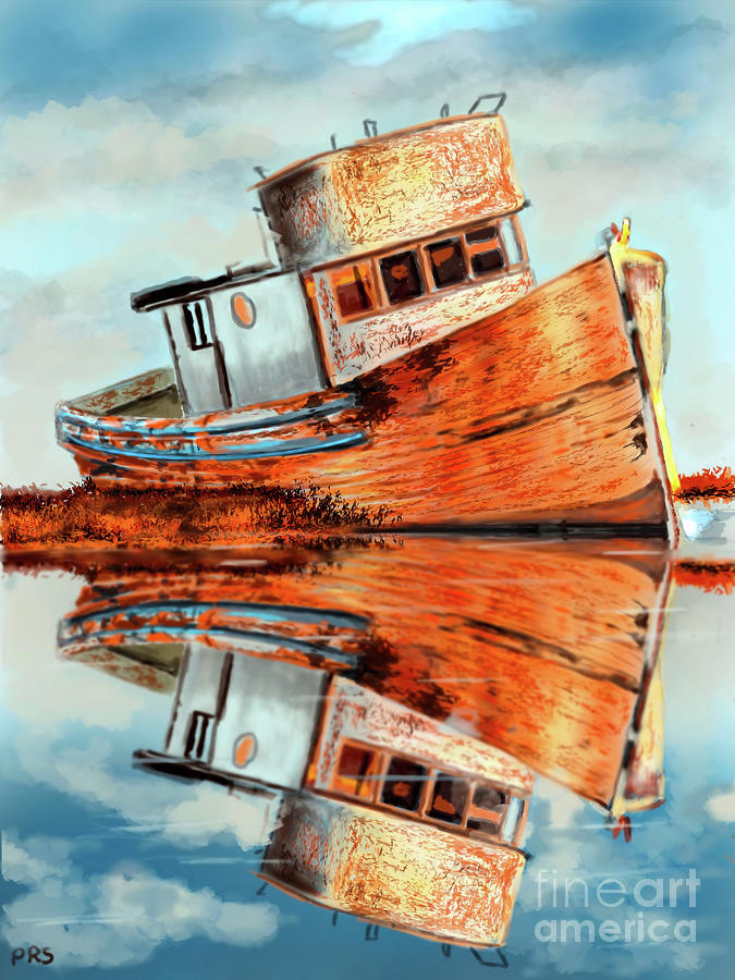 Abandoned Boat Painting