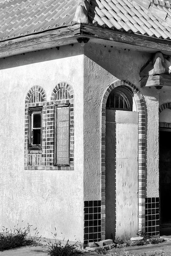 Abandoned Building Detail black and white photograph Photograph by Ann Powell