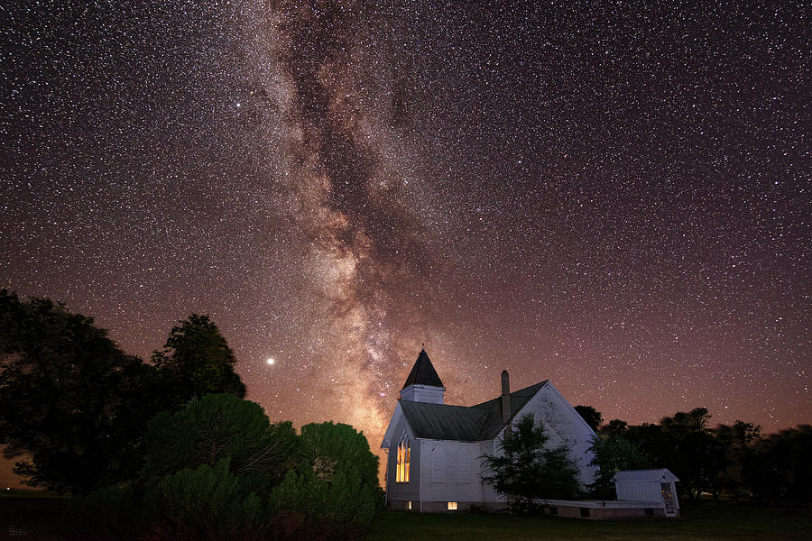 Abandoned but Not Forgotten - Antiochia Lutheran Nighscape #3 with milky way Photograph by Peter Herman