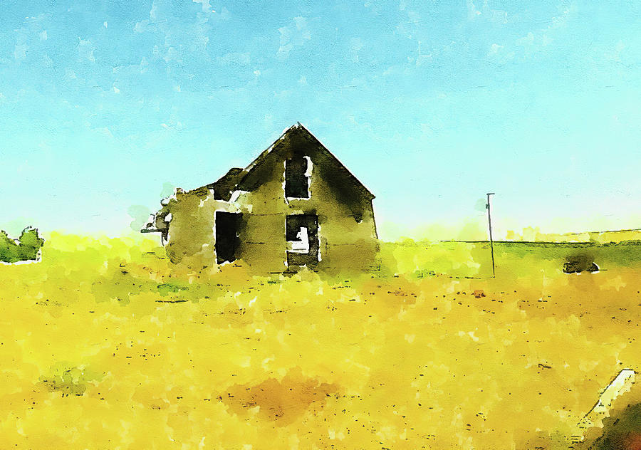 Abandoned Cabin Watercolor Digital Art by Cathy Anderson