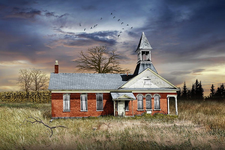 Abandoned East Holland Two Room Country School House Photograph by Randall Nyhof