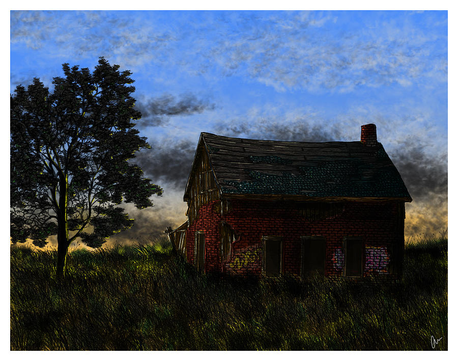 Abandoned Farmhouse at Sunset Mixed Media by Jonathan Baldock