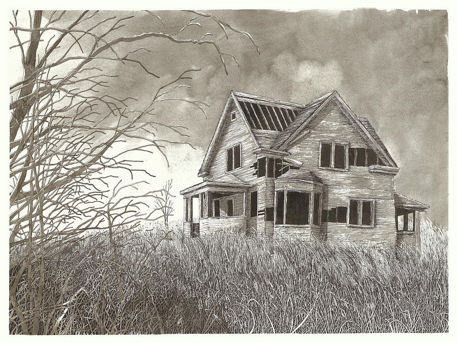 Abandoned Farmhouse  Drawing by Jonathan Baldock