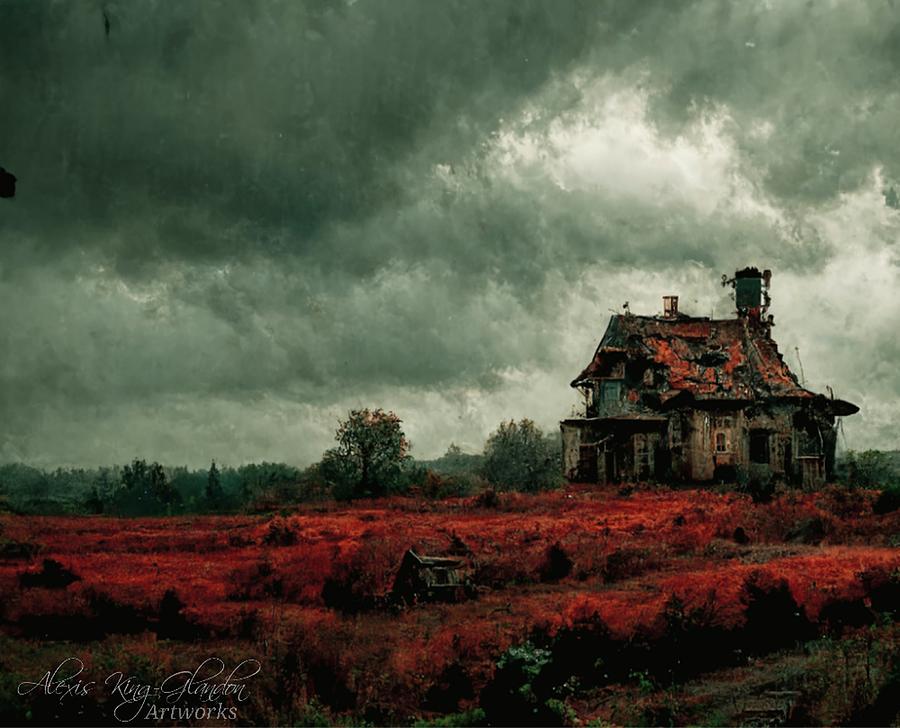 Abandoned Farmhouse- landscape  Digital Art by Alexis King-Glandon