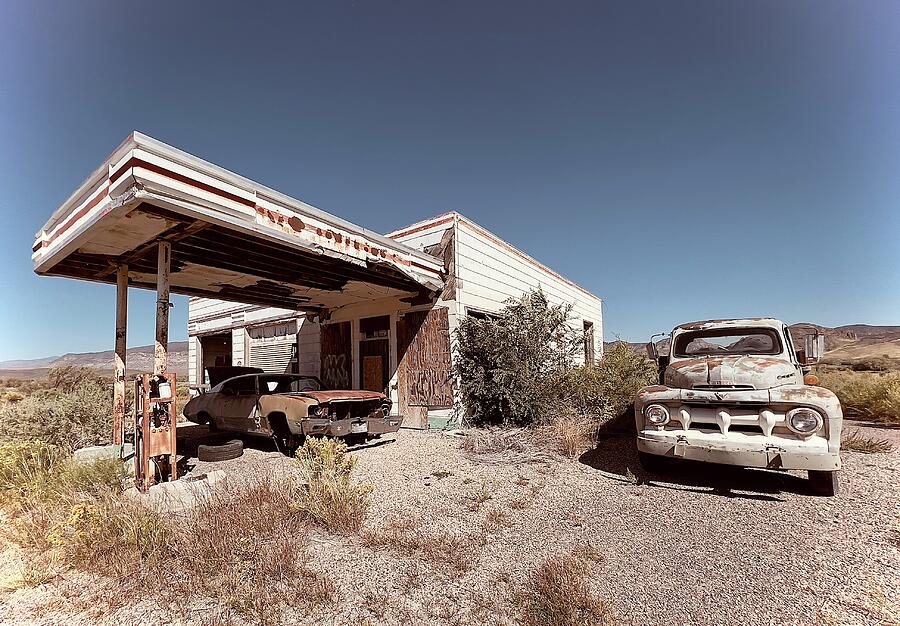 Car Photograph - Abandoned Gas Station by Collin Westphal