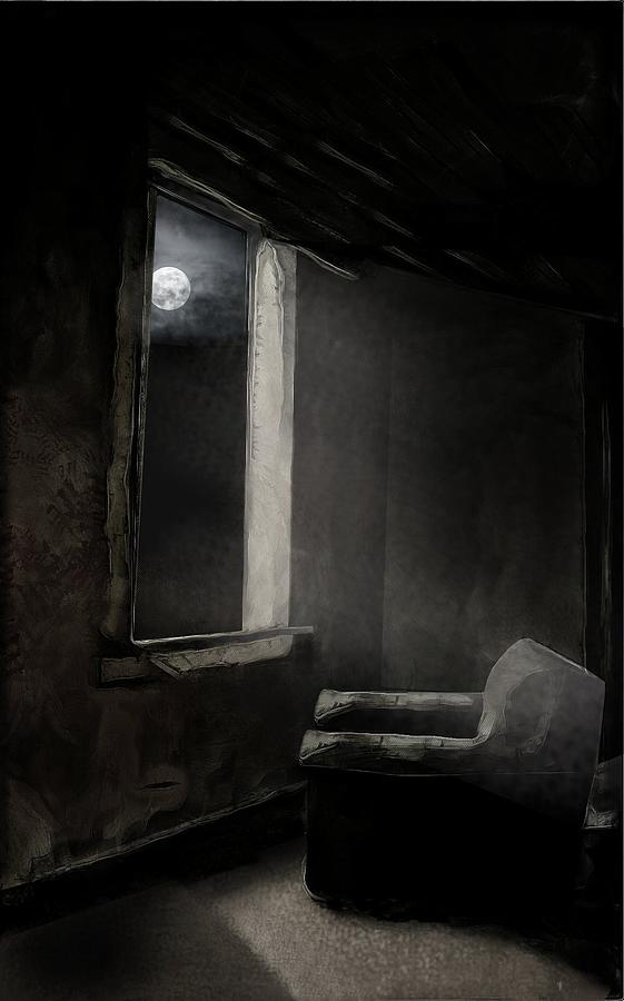 Abandoned house moonlight scene Digital Art by Michael Malicoat
