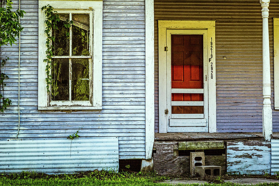 Abandoned House With A Red Door And A Crooked Blind Photograph by Mike Schaffner