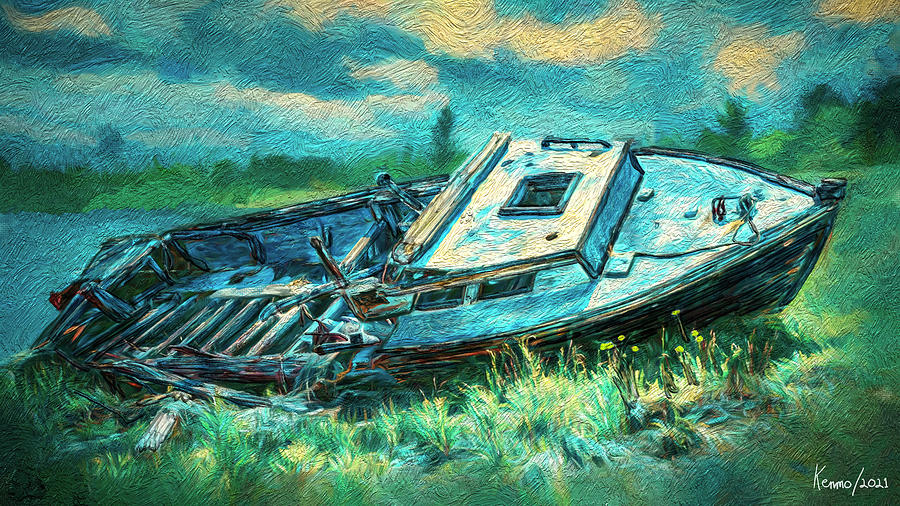 Boat Digital Art - Abandoned in Stonehurst by Ken Morris