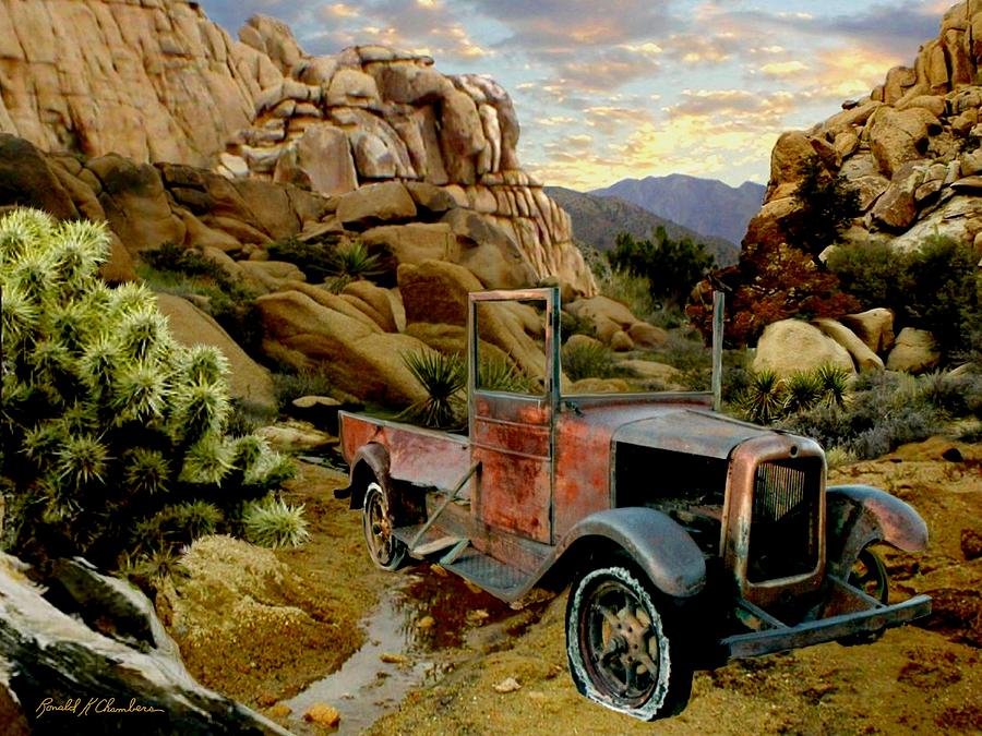 Abandoned in the Desert Painting by Ron Chambers