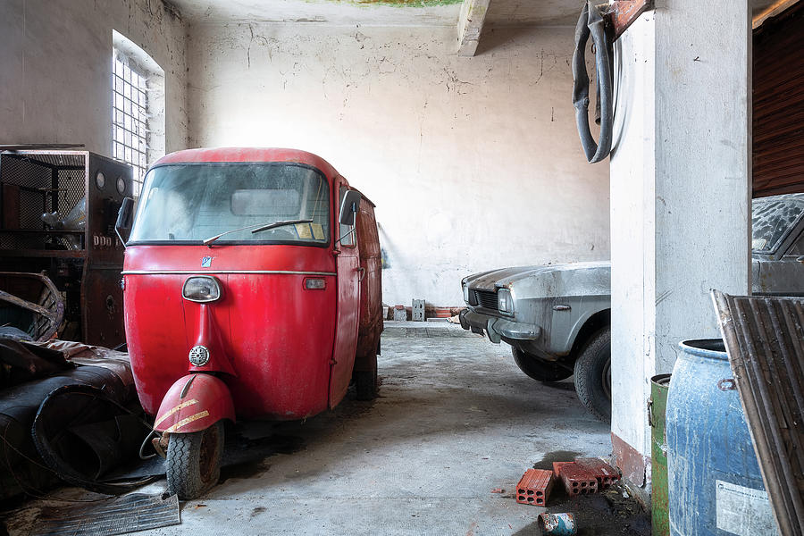 Abandoned Red Piaggio Photograph by Roman Robroek