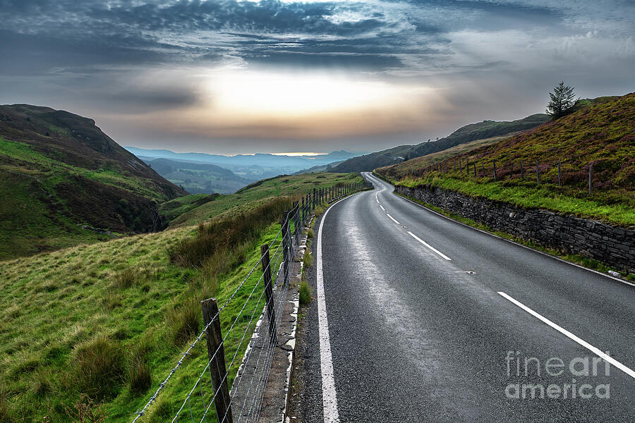 Abandoned Road Through Spectacular Rural Landscape Of Snowdonia National Park In North Wales, United Photograph by Andreas Berthold