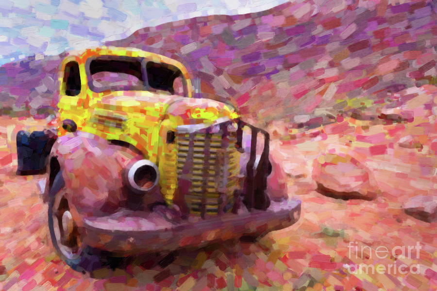 Abandoned rusty truck Painting by Delphimages Photo Creations