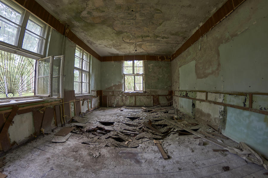 Abandoned secret soviet military base - Room with destroyed floors Photograph by Peter Gedeon
