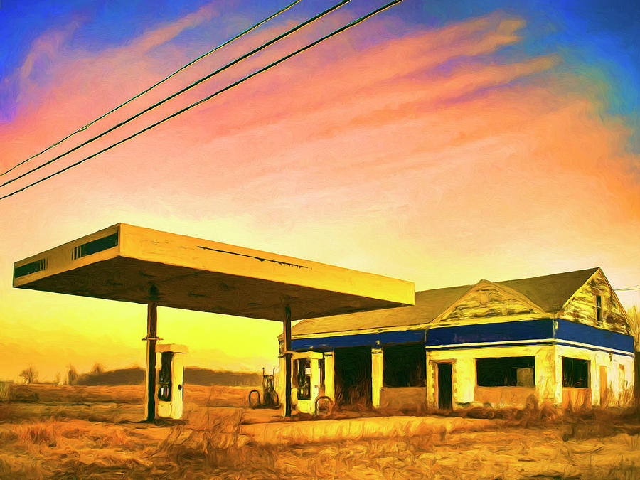 Abandoned Service Station Painting by Dominic Piperata