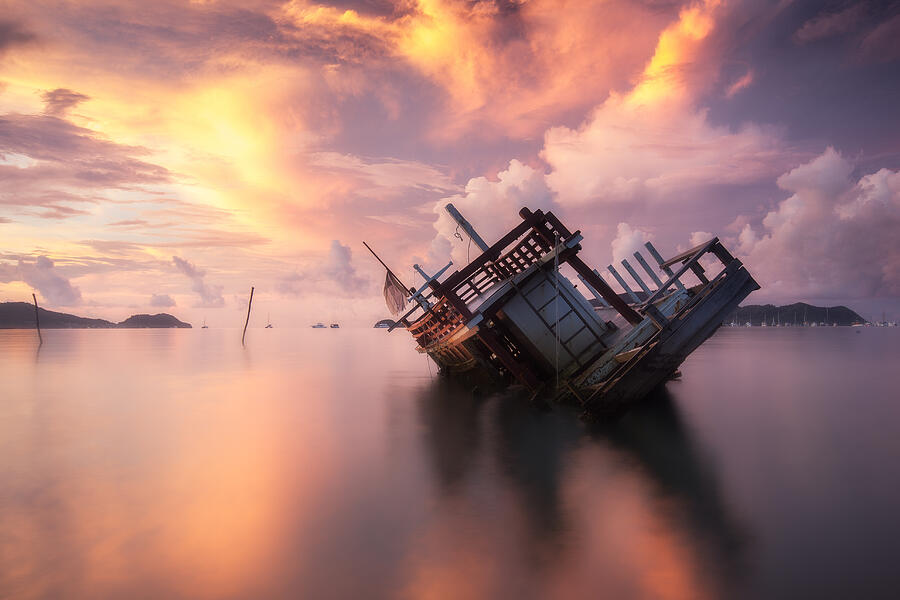 Abandoned ship Phuket Photograph by Patipong Kantavong