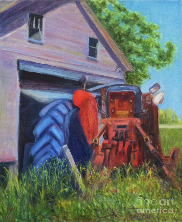 Abandoned Tractor and Barn Painting by Vanajas Fine-Art