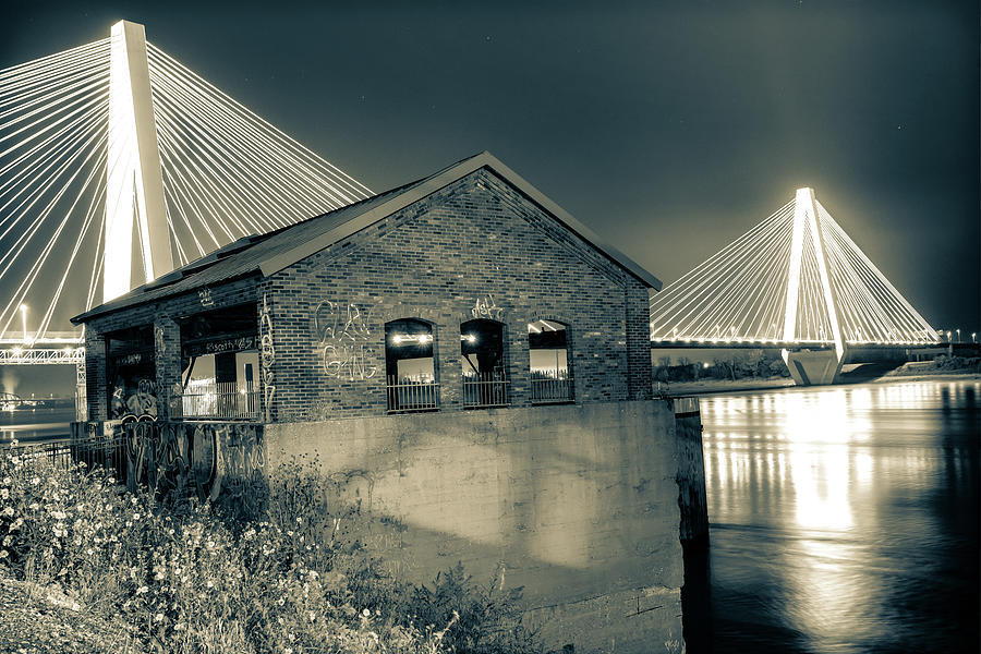 Abandoned Train Station And Stan Musial Veterans Memorial Bridge In Sepia Photograph by Gregory Ballos