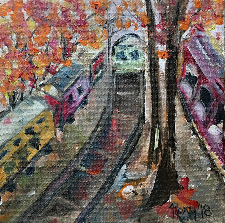 Abandoned Train Yard Painting by Roxy Rich