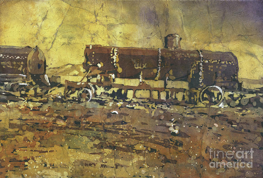 Abandoned trains in the Salar de Uyuni- Bolivia Painting by Ryan Fox