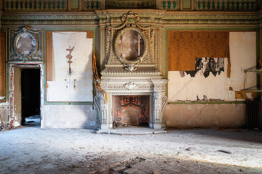 Abandoned Villa with Fireplace Photograph by Roman Robroek