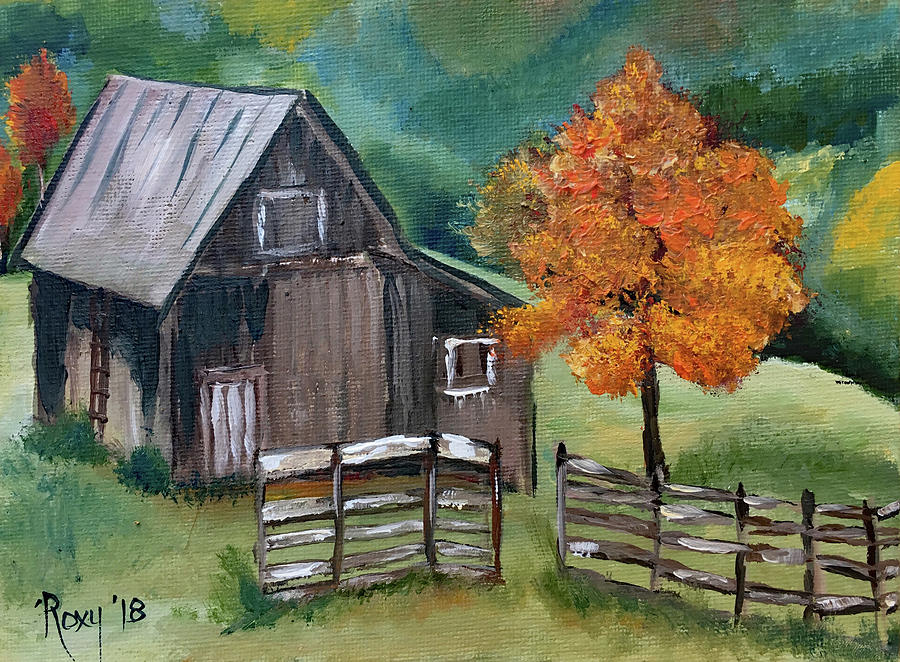 Barn Painting - Abandoned Wood Barn by Roxy Rich