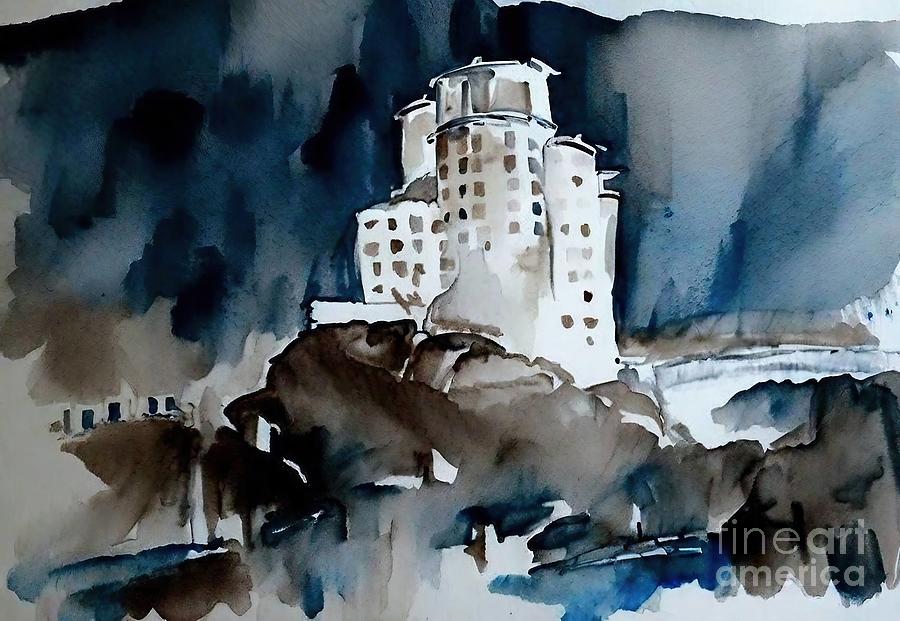Architecture Painting - abbey Painting sky abbey architecture landscape mountain air architecture art autumn background bilding blue building castle christmas city clouds color darkness drawing era fabulous fairytale by N Akkash