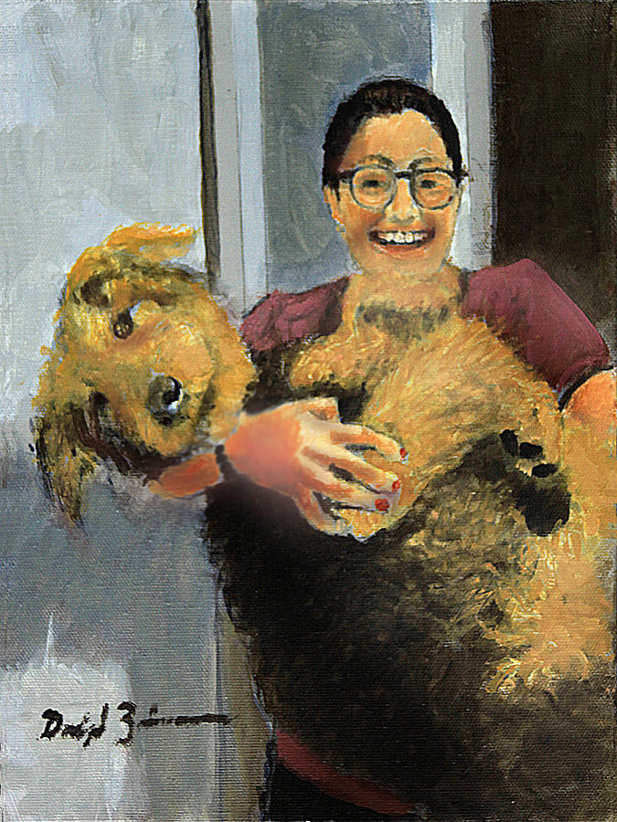 Abbie and Dizzy the portraits Painting by David Zimmerman