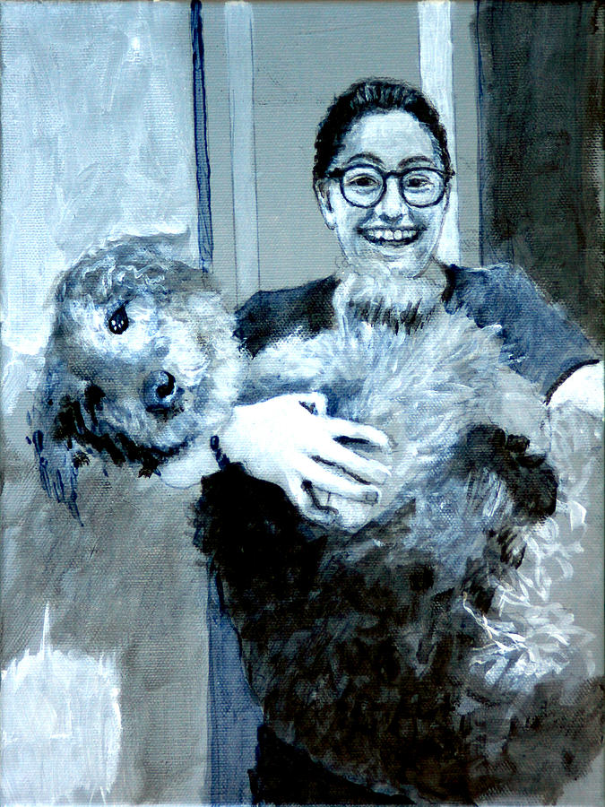 Abbie and Dizzy under painting Painting by David Zimmerman