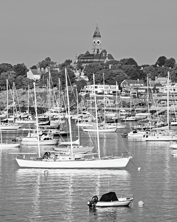 Abbot Hall over Marblehead Harbor From Chandler Hovey Park Black and White Photograph by Toby McGuire