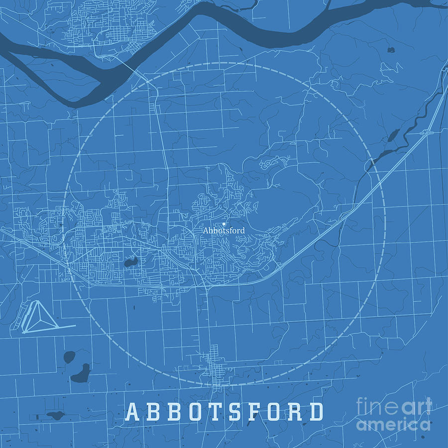 Abbotsford BC City Vector Road Map Blue Text Digital Art by Frank ...