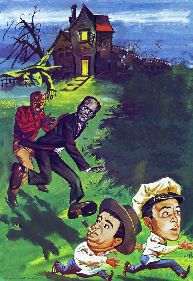 Abbott and Costello Meet Frankenstein, 1948, movie poster base art Painting by Movie World Posters