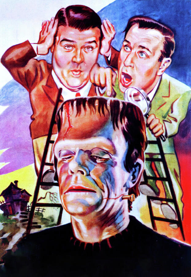 Abbott and Costello Meet Frankenstein, 1948, movie poster base painting Painting by Movie World Posters