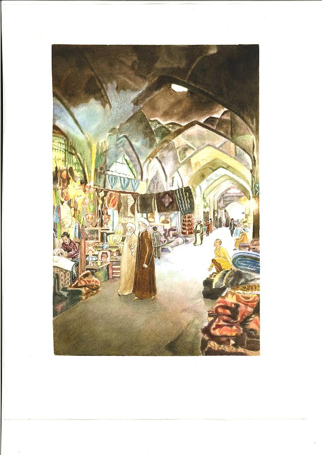 Abdul-Vahhab  in the Vakil bazaar in Shiraz, Persia  Painting by Sue Podger