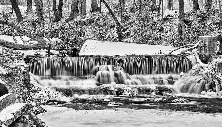 Abilene Kansas Waterfall Black and White Photograph by JC Findley