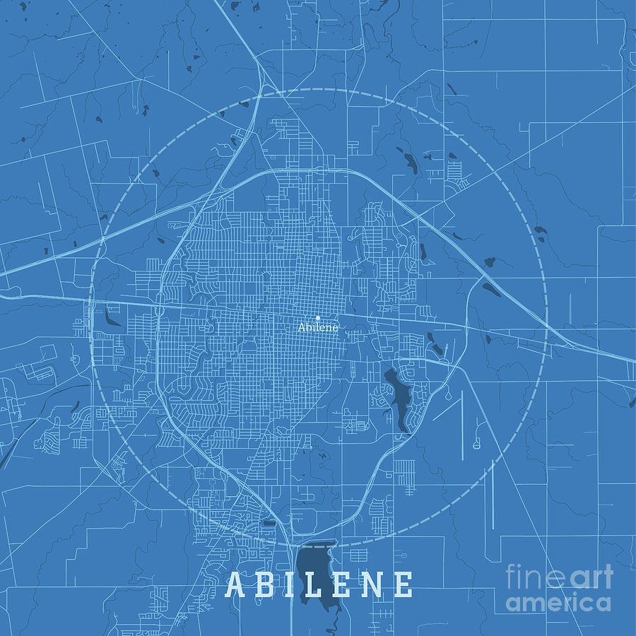 Abilene TX City Vector Road Map Blue Text Digital Art by Frank Ramspott ...