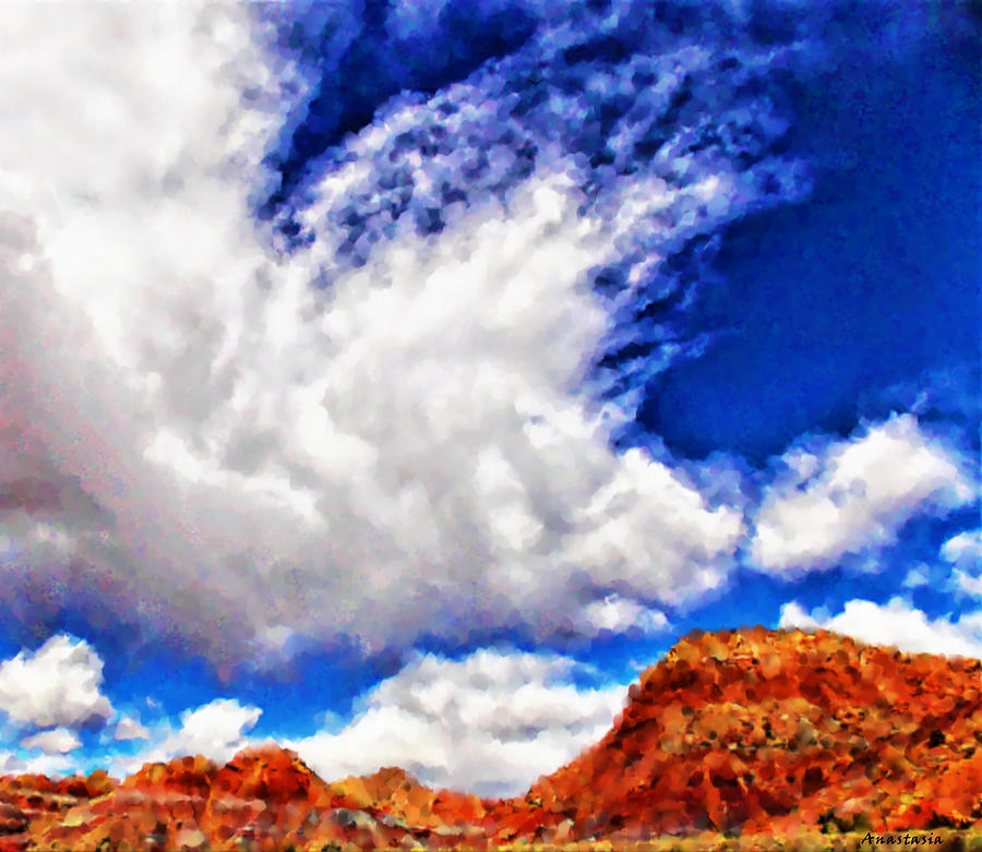 Abiquiu Painted Hills and Clouds Mixed Media by Anastasia Savage Ealy