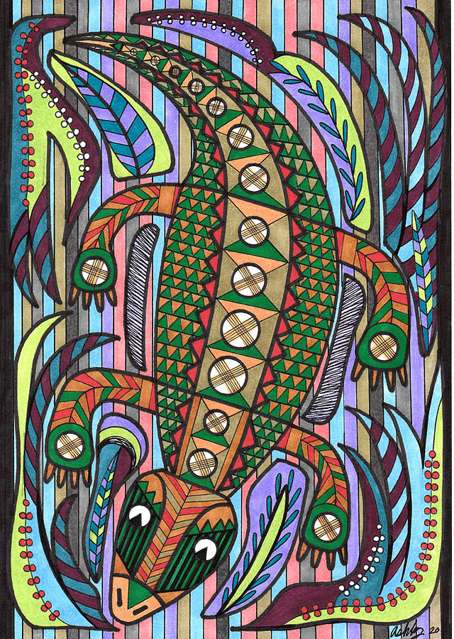 Aboriginal Reptile Drawing by Mary Ashby - Fine Art America