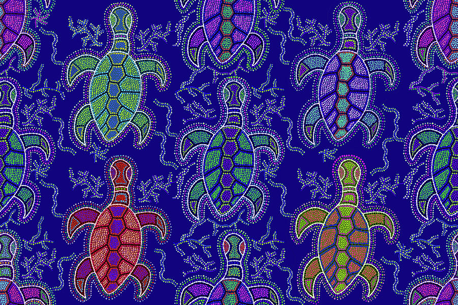 Aboriginal Tortugas Digital Art by Vagabond Folk Art - Virginia Vivier