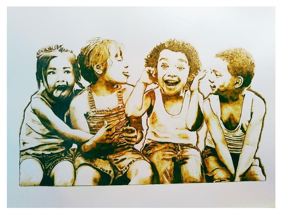 Abounding Joy Pyrography On Paper Wood Burning Children Fun Faces