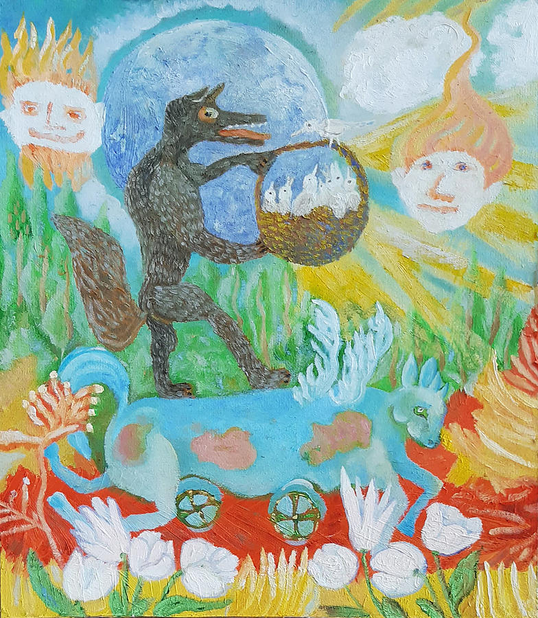 About the Wolf.. Painting by Elzbieta Goszczycka