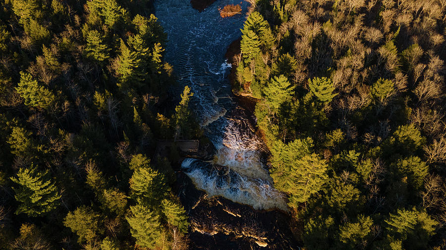 Above view of Tahquamenon Falls at sunset Photograph by Eldon McGraw