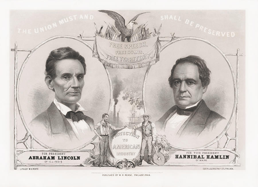 Abraham Lincoln and Hannibal Hamlin 1860 Presidential Election Drawing by War Is Hell Store
