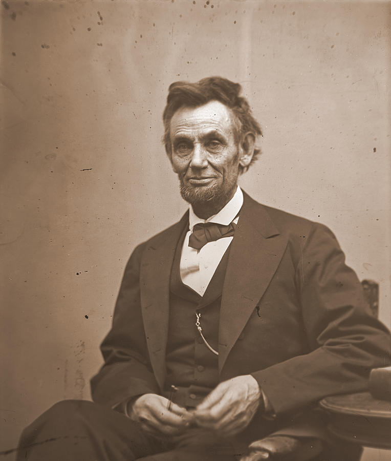 Vintage Photograph - Abraham Lincoln Glass Plate Negative - Sepia by David Hinds
