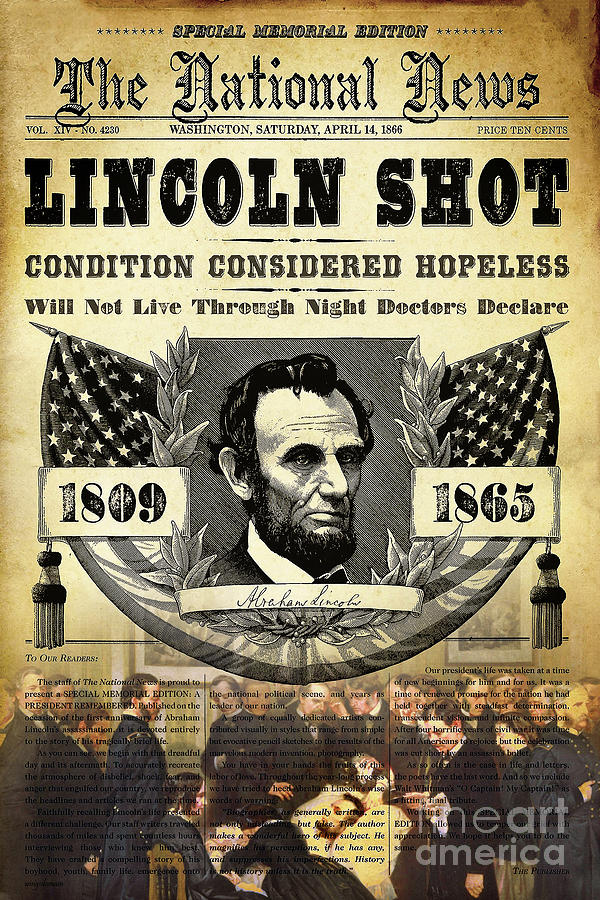 Abraham Lincoln Shot Newspaper Headline 20230506 v2 Photograph by ...