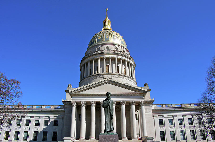 Abraham Lincoln Statue and West Virginia Capitol 9548 Photograph by Jack Schultz