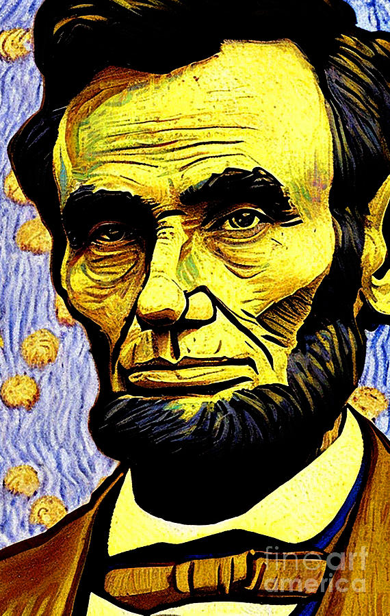 Abraham Lincoln Unique Art Style Mixed Media by Lisa Von - Fine Art America