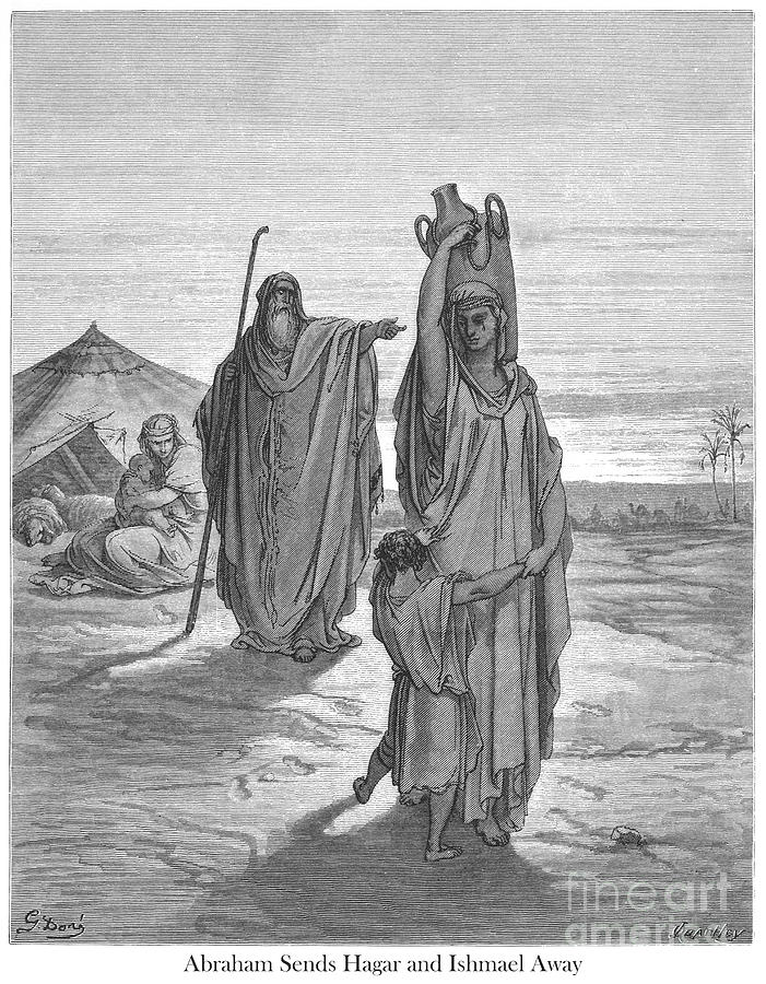 Abraham send Hagar and Ishmael away by Gustave Dore v1 Photograph by Historic illustrations